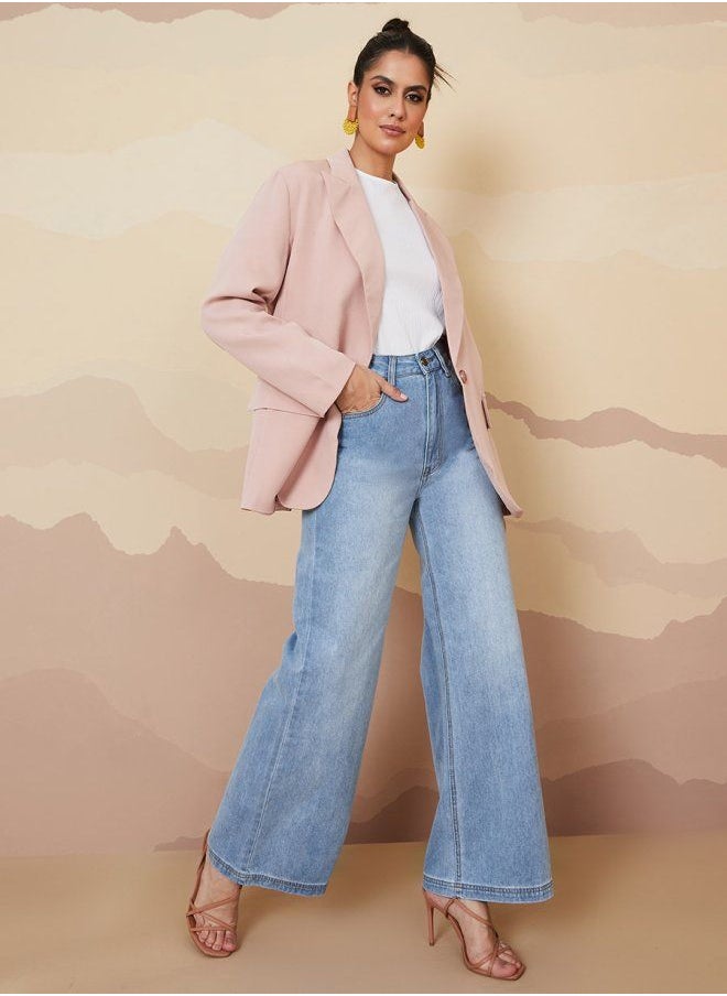 Styli - Acid Wash High Rise Flared Jeans - Image 1