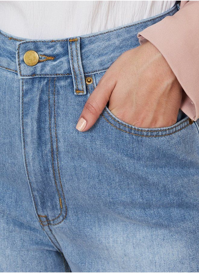 Styli - Acid Wash High Rise Flared Jeans - Image 1