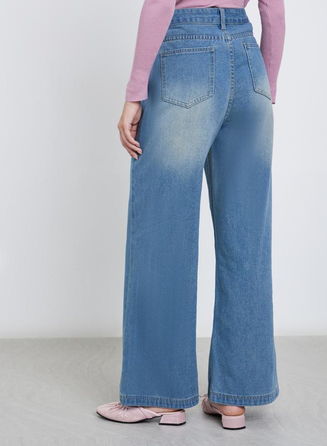 Styli Acid Wash High Rise Flared Jeans - Image 4
