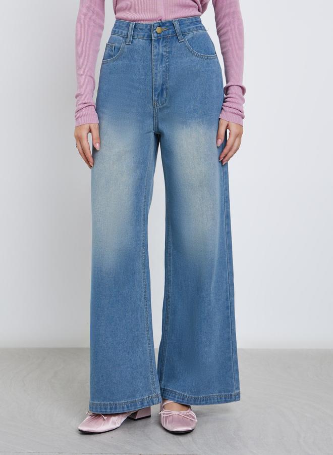 Styli Acid Wash High Rise Flared Jeans - Image 5