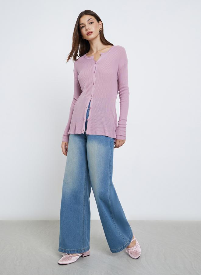Styli Acid Wash High Rise Flared Jeans - Image 2