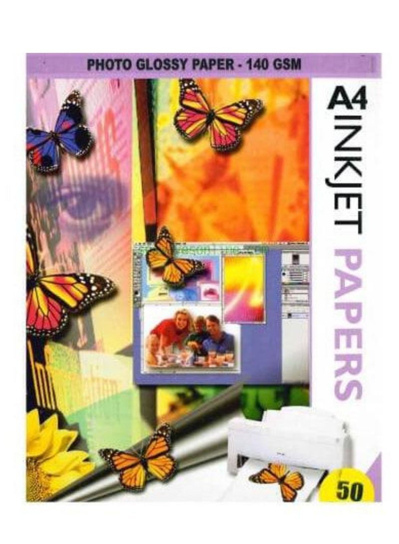 Generic Glossy Paper, 50 Sheets, 140 GSM, A4 Size  - Image 1