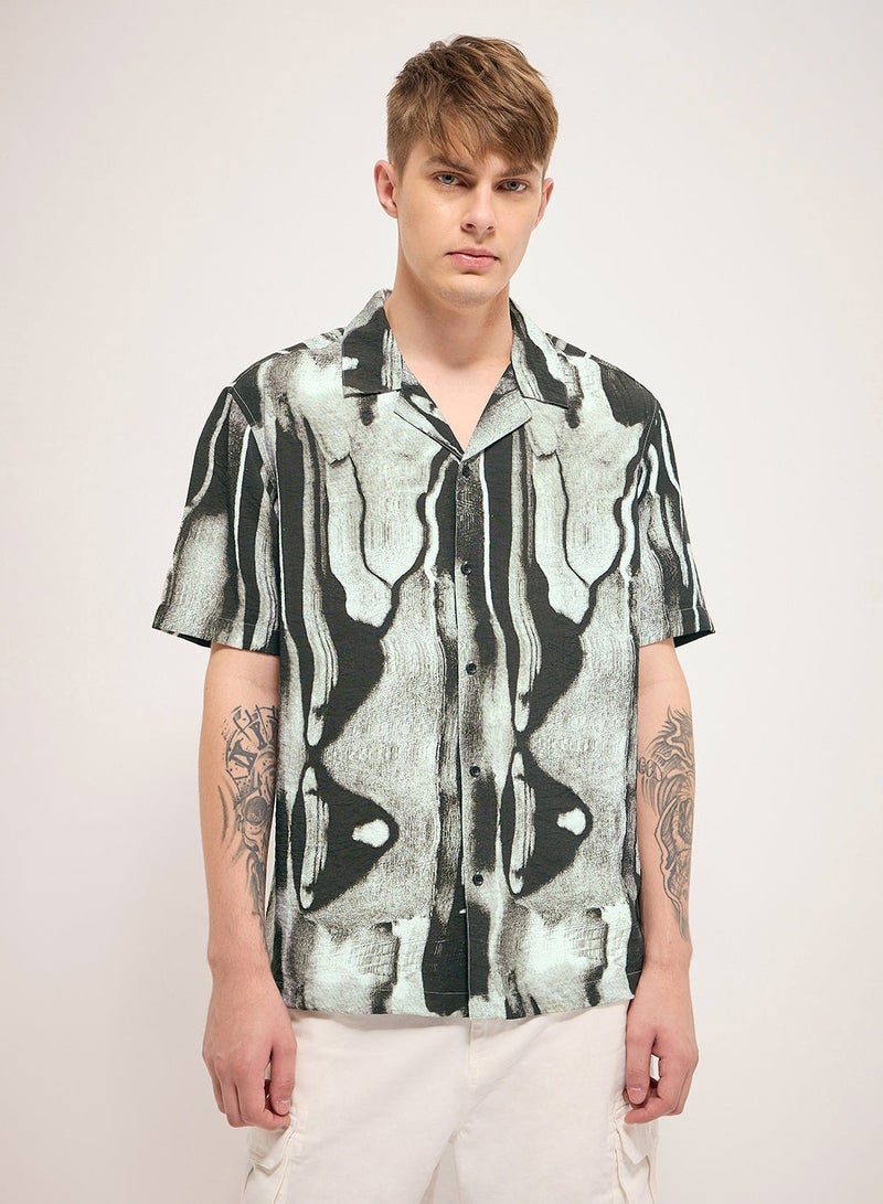 THE BEAR HOUSE Nylon Shirt for Men | Slim Fit, Short Sleeve, Casual or Formal Button-Down | Soft, Breathable Fabric for Work, Everyday, & All-Season Wear in Stylish  - Image 1
