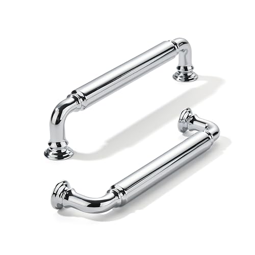 khtumeware 2Pack Polished Chrome HeavyDuty Solid Cabinet Pulls 5 Inch 128mm Hole Center Drawer Pulls Cabinet Hardware Suitable for Kitchen Cabinets Bathrooms and Dressers - Image 1