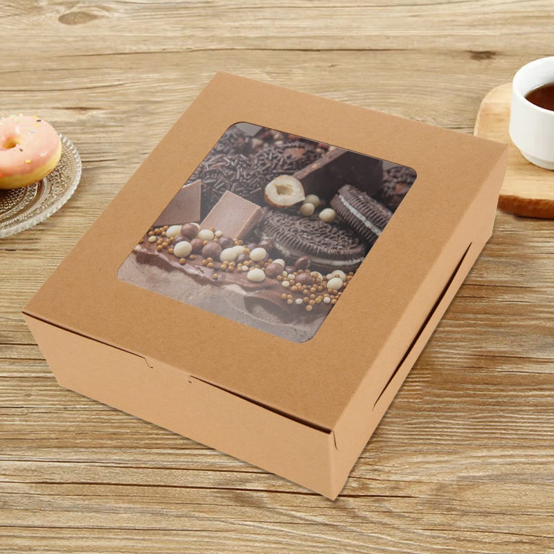 QTLCOHD 100Pcs Cupcake Boxes 4 Count Cupcake Containers 6x6x3 Inch Brown Cupcake Box Bulk for Cupcakes Muffins Cookies Pastries - Image 3