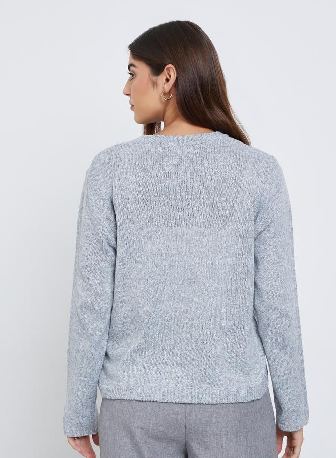 Styli Grey Button Detail Regular Fit Sweater - Image 5