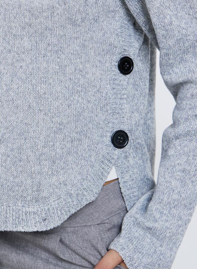 Styli Grey Button Detail Regular Fit Sweater - Image 4