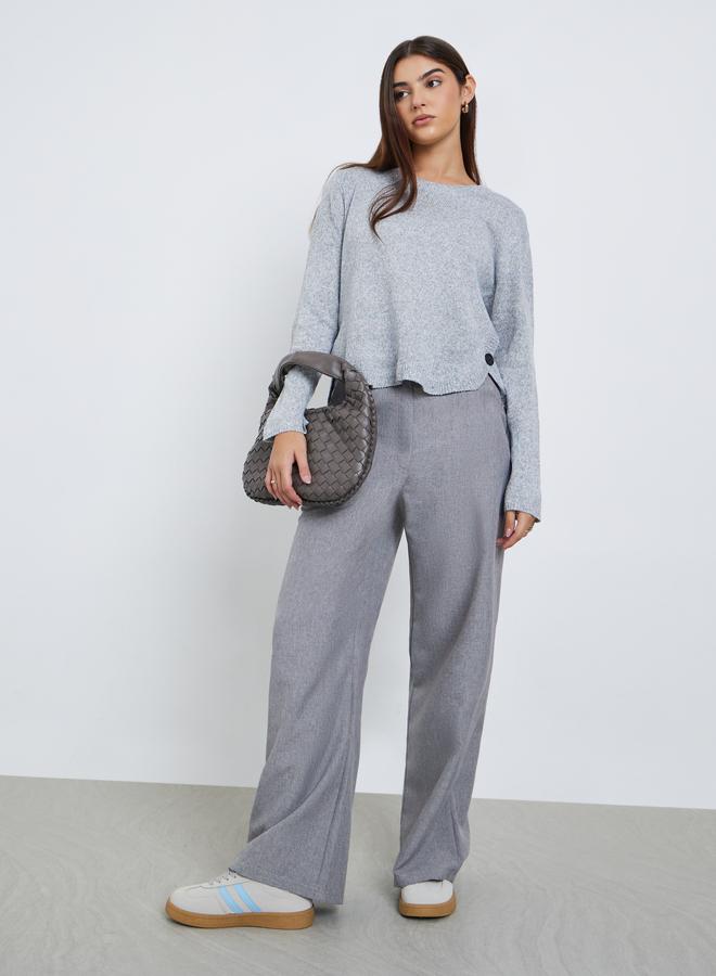 Styli Grey Button Detail Regular Fit Sweater - Image 2