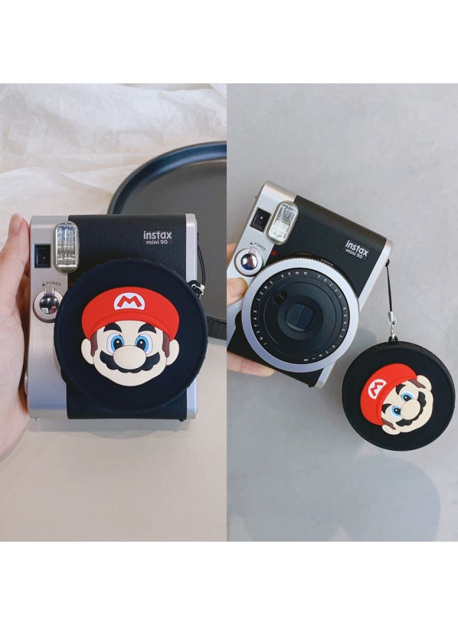 For Fuji Bealite Instax Mini 90 Special Bealite Silicone Lens Cover Cartoon Belt Anti-lost Rope-Color:Black Cover-Red Hat M Leo - Image 3