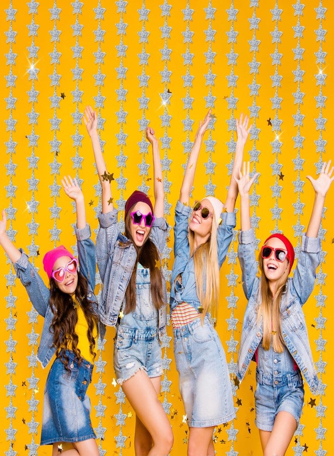 ستائر شراشيب لامعة على شكل نجوم من Blossound، عبوة من قطعتين، مقاس 3.3 × 6.6 قدم، لافتة شراشيب فضية لامعة لحفلات توديع العزوبية، شرائط لامعة معدنية على شكل نجوم ليزر، مثالية لحفلات الزفاف وأعياد الميلاد وحفلات توديع العزوبية وحفلات رأس السنة الجديدة. - Image 5