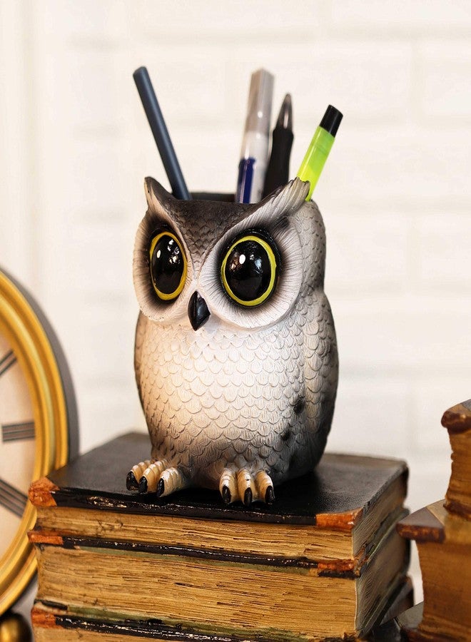 Ebros Gift Ebros Tools Of Wisdom Whimsical Great Horned Owl Owlet Baby Stationery Make Up Brush Holder Statue Fantasy Nocturnal Chibi Owls Themed Organizer Office Desktop Pen Pencil Figurine - Image 3