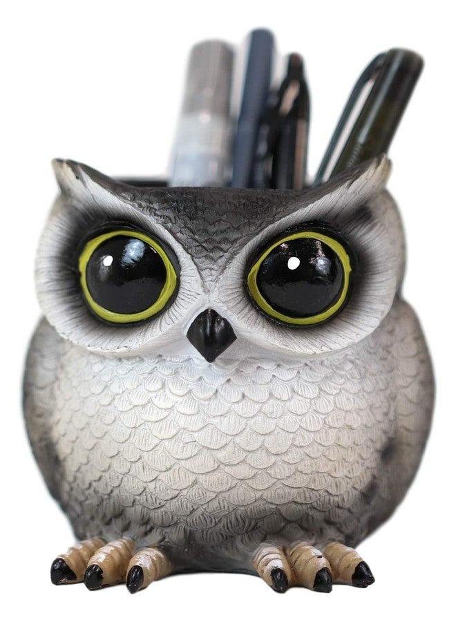 Ebros Gift Ebros Tools Of Wisdom Whimsical Great Horned Owl Owlet Baby Stationery Make Up Brush Holder Statue Fantasy Nocturnal Chibi Owls Themed Organizer Office Desktop Pen Pencil Figurine - Image 1