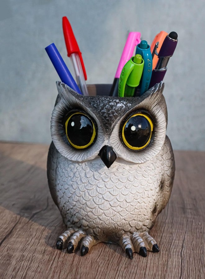 Ebros Gift Ebros Tools Of Wisdom Whimsical Great Horned Owl Owlet Baby Stationery Make Up Brush Holder Statue Fantasy Nocturnal Chibi Owls Themed Organizer Office Desktop Pen Pencil Figurine - Image 2