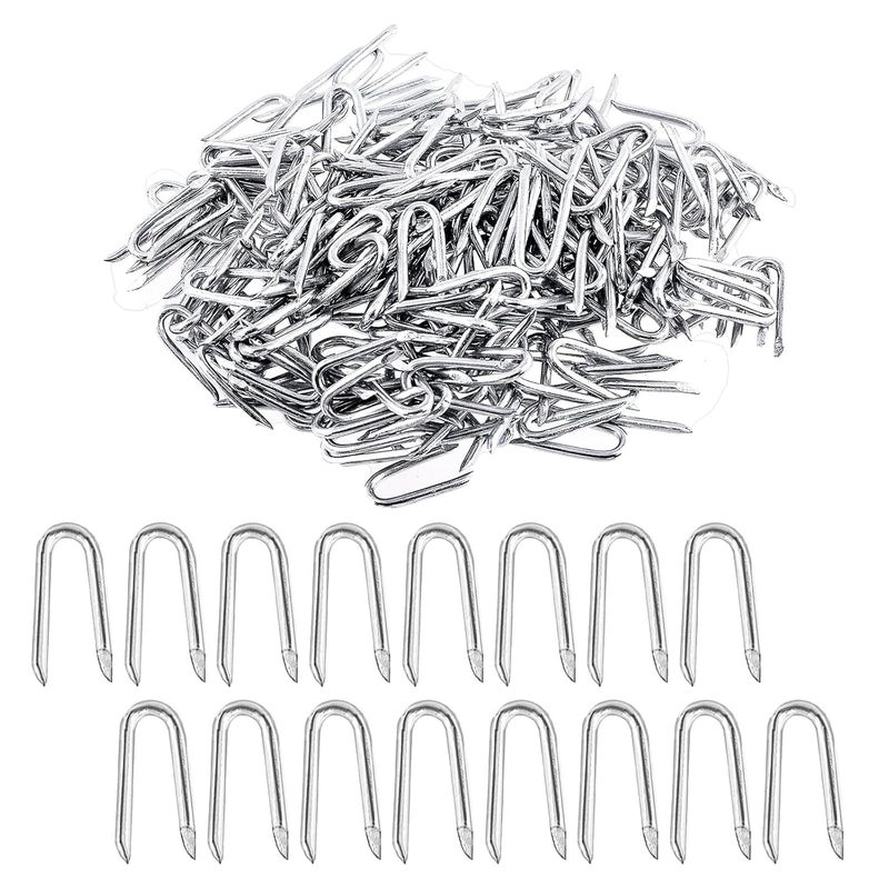Glarks 200Pcs 40mm Steel Wire Fence Staples Set, Heavy Duty Galvanized U Shaped Nails for Woven Fencing and Mesh Simplified versatile design - Image 1