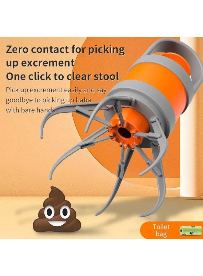 Pet Pooper Scooper，Portable Zero-Contact with 6-Claw Grabber & 1Toilet Bags - One-Click Clean for Dogs & Cats - Image 3