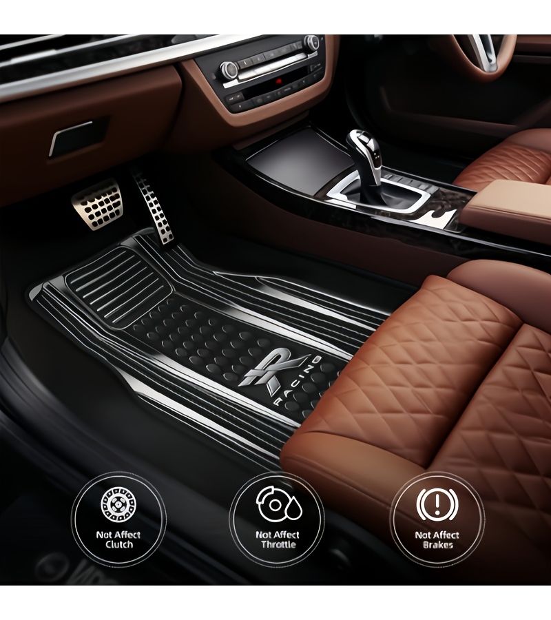 Black White 4pc Patterned Car Floor Mats Non Slip Washable All Season Fit Sedans Hatchbacks SUVs - Image 5