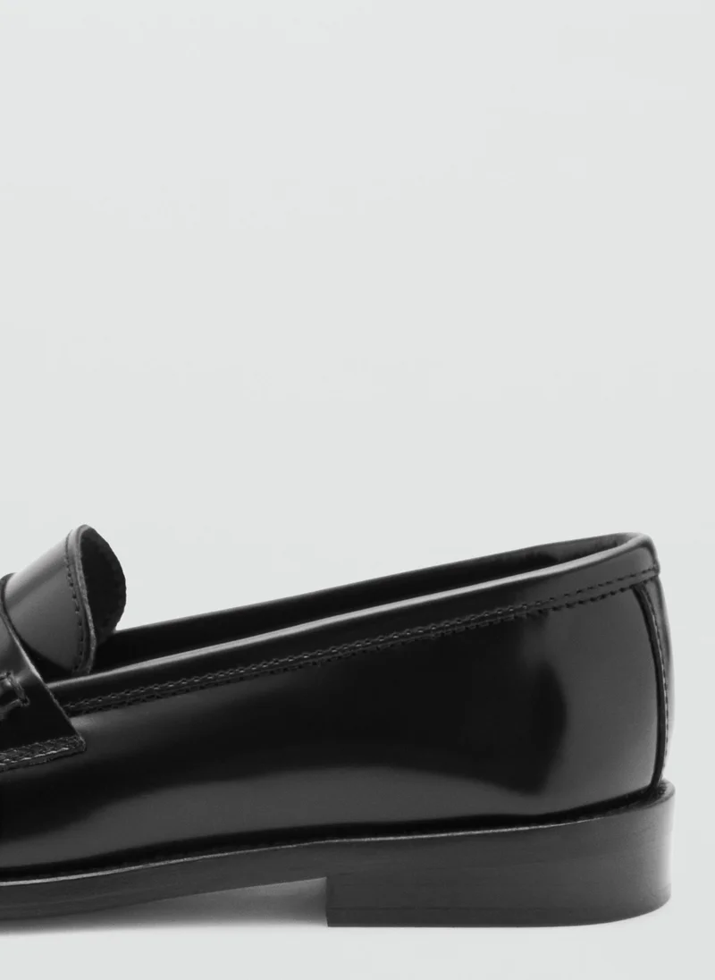 Mango 99-NEGRO Gathered Leather Loafers for Women | Best Price UAE