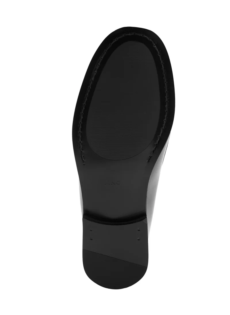 Mango 99-NEGRO Gathered Leather Loafers for Women | Best Price UAE