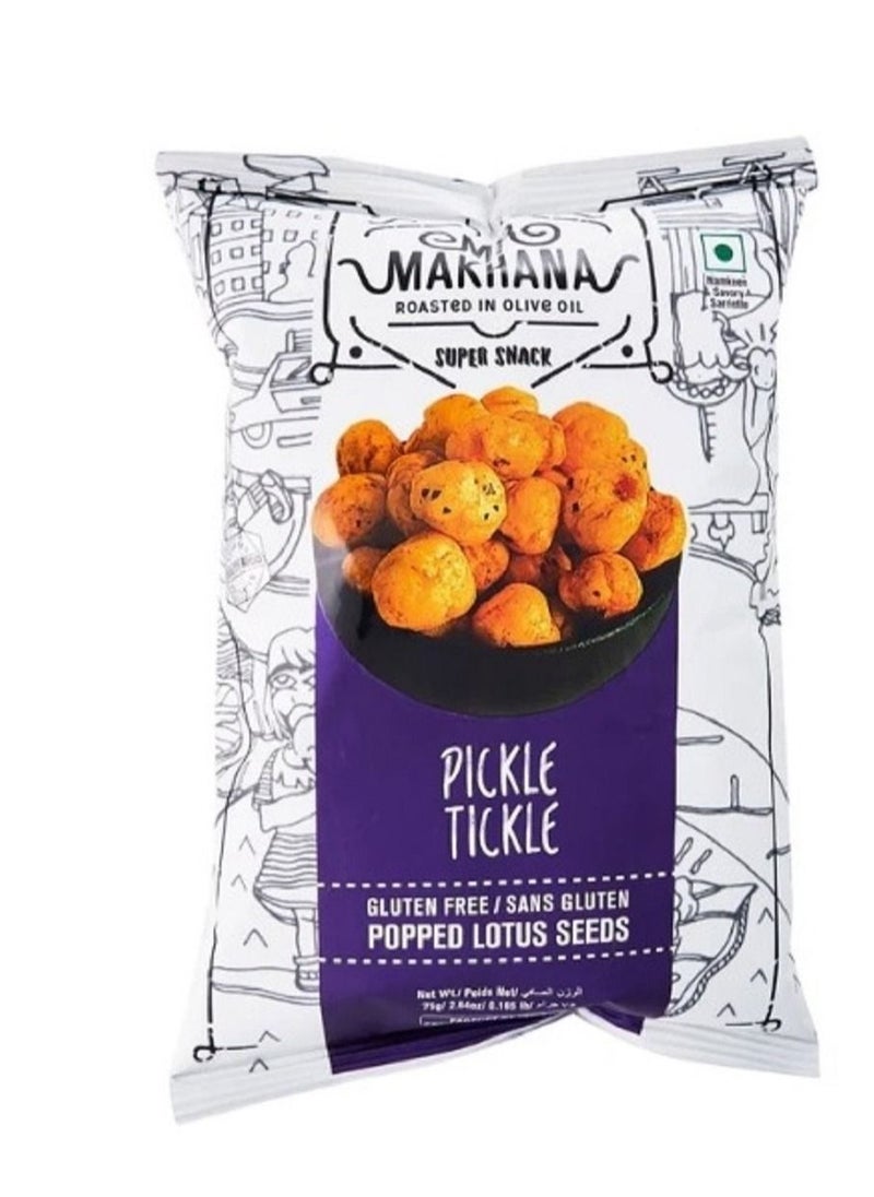 Mr Makhana Pickle Tickle Popped Lotus Seeds 75g Gluten Free Healthy Snacks  - Image 1