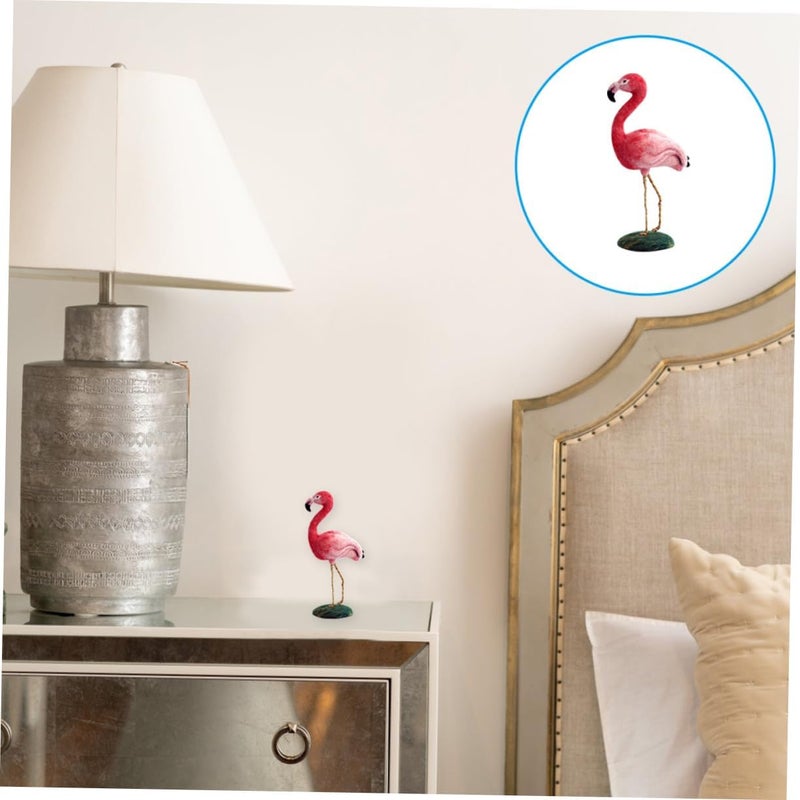 MINAOLULUS DIY Wool Felt Flamingo Craft Kit for Beginners Handcrafted Cartoon Flamingo Ornament with Bright Colors Easy Felting Supplies for Creative Home Decoration and Gifts - Image 3