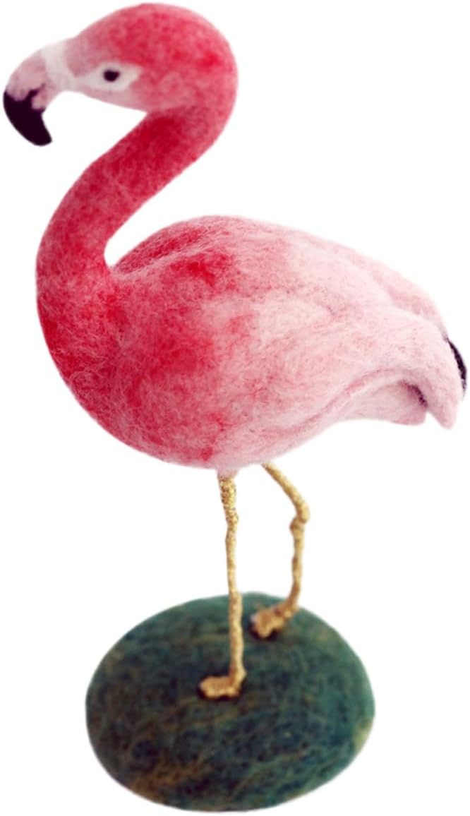 MINAOLULUS DIY Wool Felt Flamingo Craft Kit for Beginners Handcrafted Cartoon Flamingo Ornament with Bright Colors Easy Felting Supplies for Creative Home Decoration and Gifts - Image 1