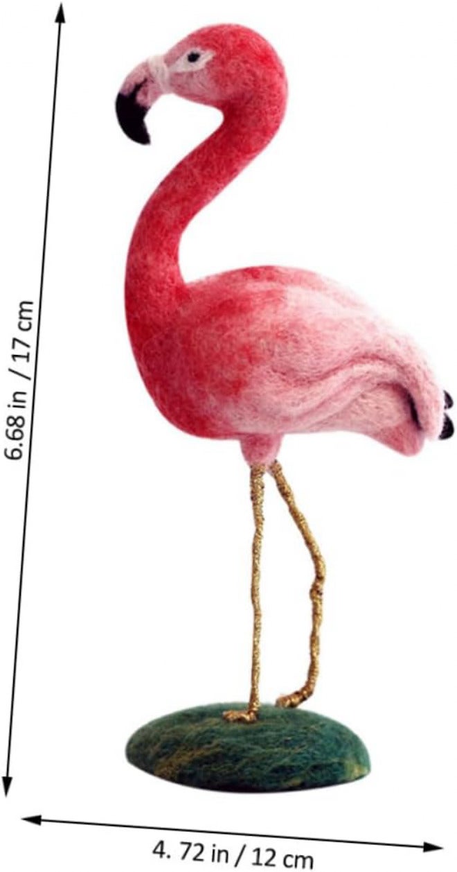 MINAOLULUS DIY Wool Felt Flamingo Craft Kit for Beginners Handcrafted Cartoon Flamingo Ornament with Bright Colors Easy Felting Supplies for Creative Home Decoration and Gifts - Image 4