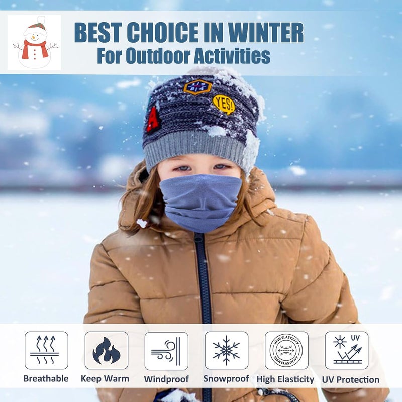 Children's warm collar windproof winter mask scarf scarf color  2PC - Image 4