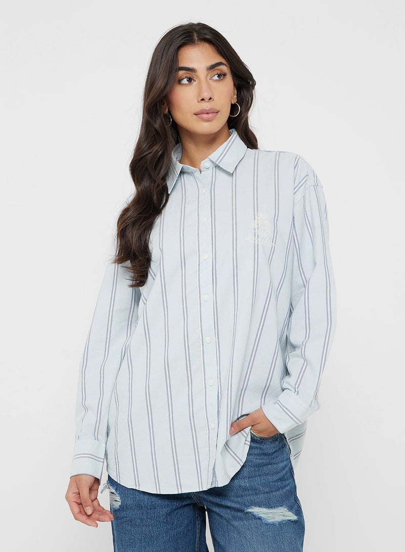 GUESS Embroidered Logo Detail Striped Shirt - Image 1