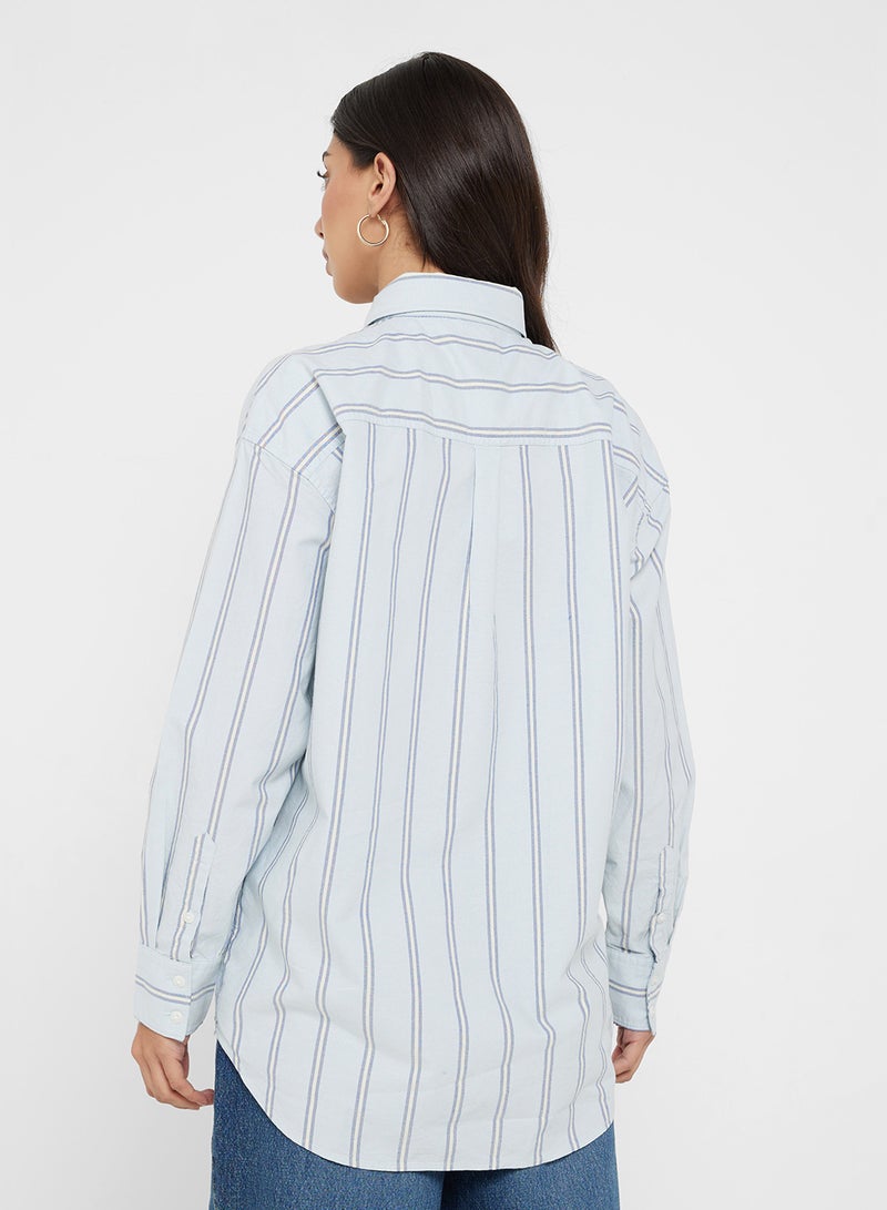GUESS Embroidered Logo Detail Striped Shirt - Image 2