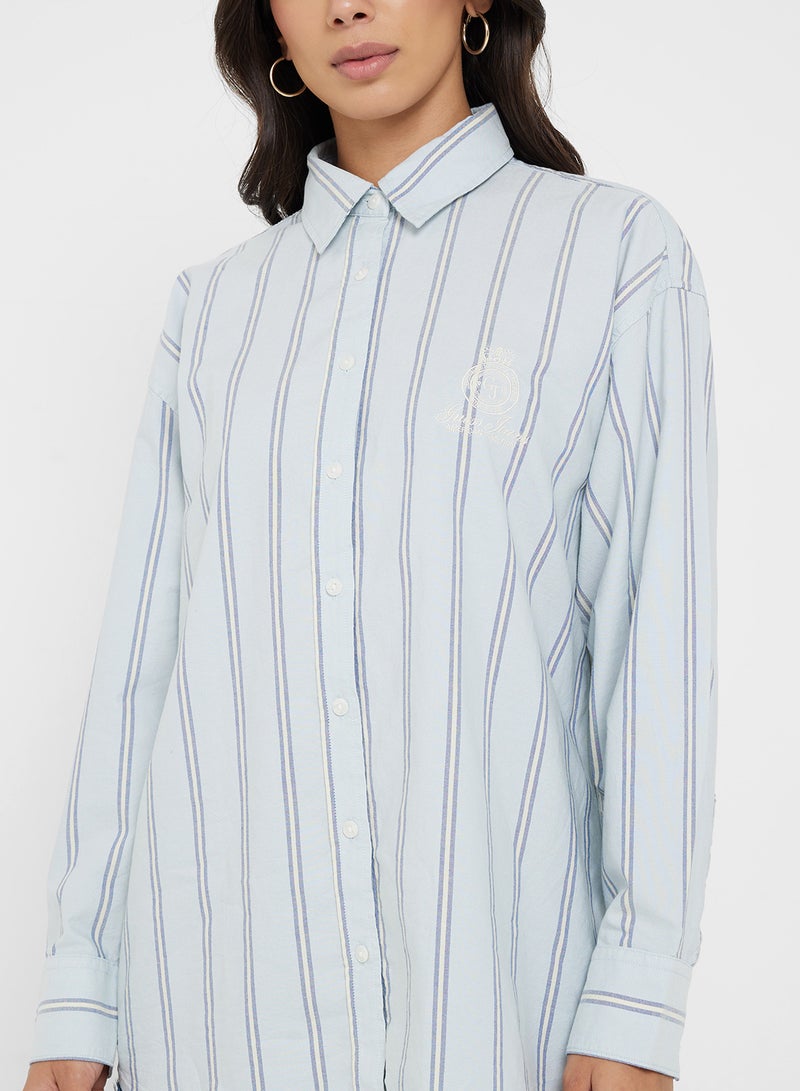 GUESS Embroidered Logo Detail Striped Shirt - Image 3