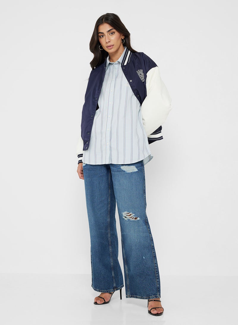 GUESS Embroidered Logo Detail Striped Shirt - Image 4