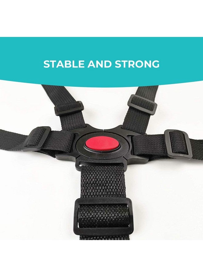 EWUHRY 5 Point Harness Seat Belt，Adjustable Baby Seat Belt Full Protection Security Harness Seatbelt for High Chair and Pushchair Black - Image 5