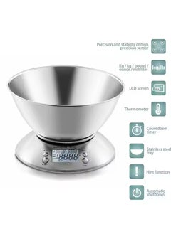 Kitchen Digital Scale with Detachable Stainless Steel Bowl 1.8lb/5kg, with Ambient Temperature Sensor and Cuisine Precision Kitchen Scales - pzsku/Z22CA3FE0F30048AA61FCZ/45/_/1728397333/042828fd-eefd-4e33-bd3b-84b37bb6c537