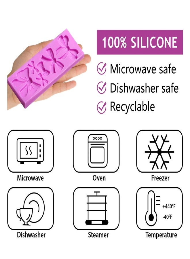 acvcatto Bow Silicone Candy Molds, Bow Chocolate Kitchen Baking Molds for Wedding Birthday Cake Decoration Cupcake Topper Fondant Sugar Craft Gum Paste Clay Resin Jewelry - Image 3