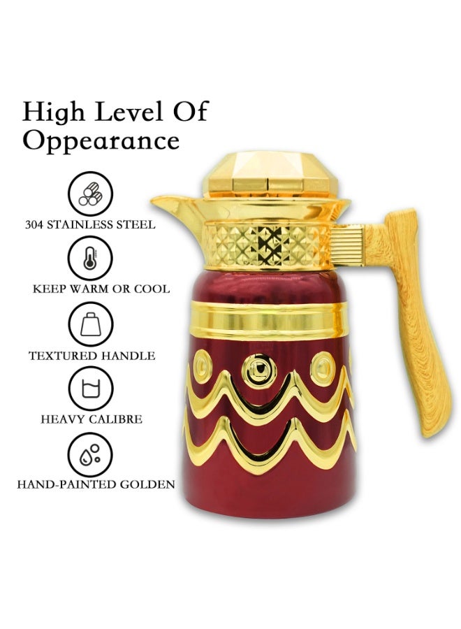 Sakura Train 1000ML Purely Handmade Enamel Drip Glue Process Luxury Thermal Coffee Carafe Insulated Stainless Steel Vacuum Coffee Carafe for Hot Liquids, Turkish Middle Eastern Stainless Steel Teapot Coffee Pot for Women, Men, Adults, Guests or Party - Best Gift Idea - Image 2