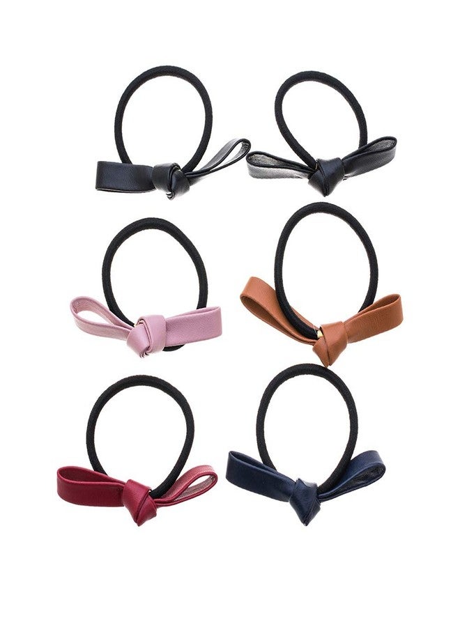 LOVEF 6 Pcs Simple Korean Elastic Double Knotted Bows Rubber Band Elastic Head Tie Hair Band Girls Hair Accessories for Women Headwear - Image 1