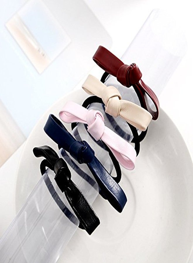 LOVEF 6 Pcs Simple Korean Elastic Double Knotted Bows Rubber Band Elastic Head Tie Hair Band Girls Hair Accessories for Women Headwear - Image 5