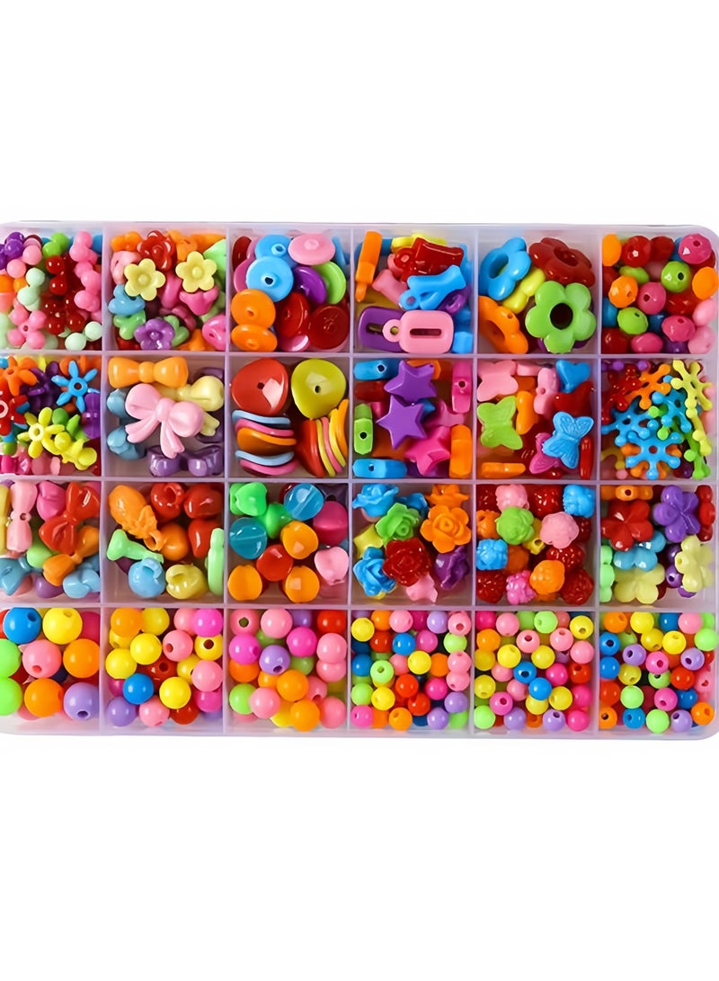 DIY Kids Beading Set for Jewelry Making,Beads Set for Jewelry Making Kids Adults Children Craft DIY Necklace Bracelets Colorful Acrylic Crafting Beads Kit Box with Accessories,24 Grids, Girls Toys  - Image 1