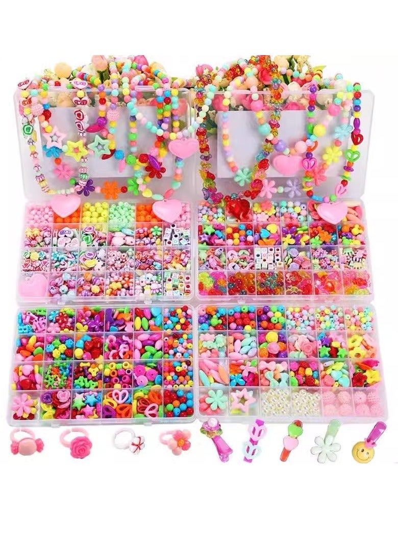 DIY Kids Beading Set for Jewelry Making,Beads Set for Jewelry Making Kids Adults Children Craft DIY Necklace Bracelets Colorful Acrylic Crafting Beads Kit Box with Accessories,24 Grids, Girls Toys  - Image 3