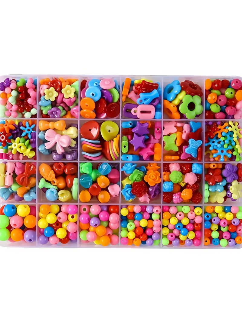 DIY Kids Beading Set for Jewelry Making,Beads Set for Jewelry Making Kids Adults Children Craft DIY Necklace Bracelets Colorful Acrylic Crafting Beads Kit Box with Accessories,24 Grids, Girls Toys  - Image 4
