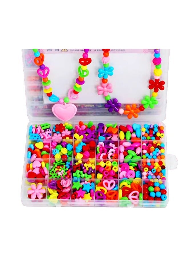 DIY Kids Beading Set for Jewelry Making,Beads Set for Jewelry Making Kids Adults Children Craft DIY Necklace Bracelets Colorful Acrylic Crafting Beads Kit Box with Accessories,24 Grids, Girls Toys  - Image 5