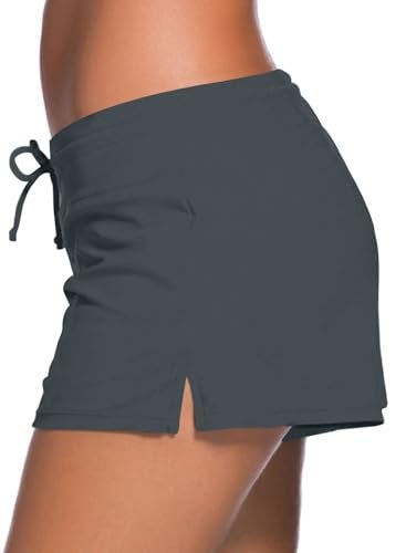 Aleumdr Women's 3" Swim Boardshort Bottom Shorts Swimming Panty Large Grey - Image 3