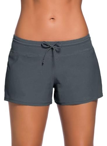 Aleumdr Women's 3" Swim Boardshort Bottom Shorts Swimming Panty Large Grey - Image 1