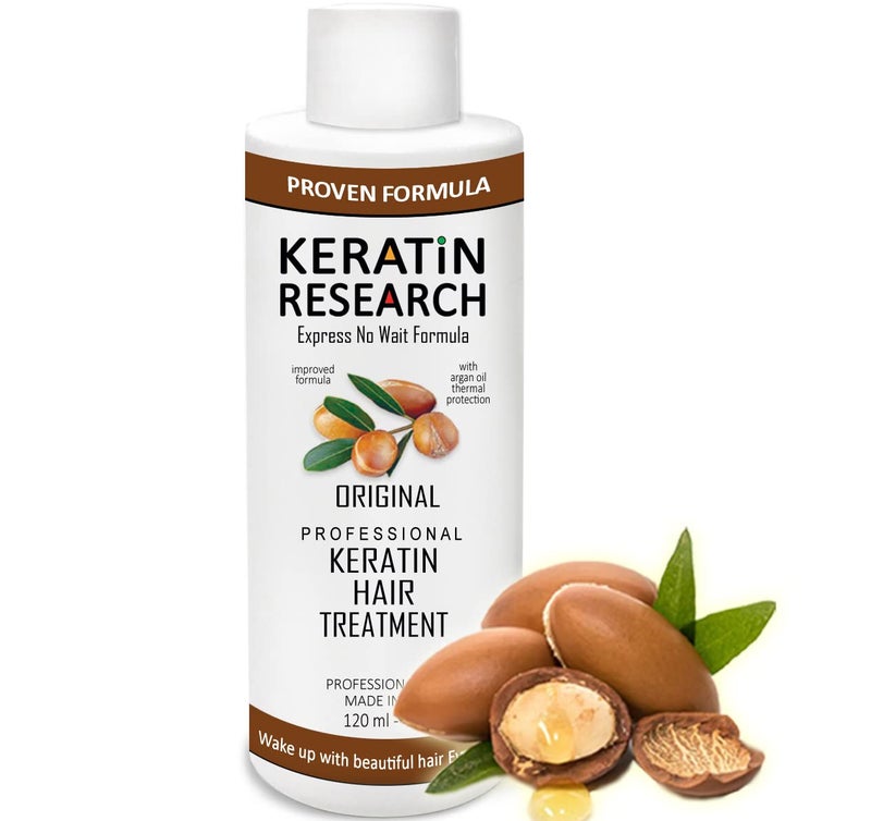KERATIN RESEARCH KERATIN RESEARCH Brazilian Keratin Hair Straightening and Smoothing Blowout Treatment Professional Organic Results shiny Hair with Natural look Queratina Keratina (4 OZ Original)  - Image 1