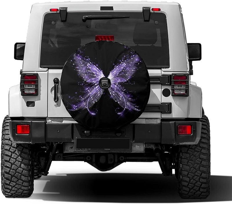 Delerain Butterfly Spare Tire Cover with Backup Camera Hole - Waterproof and UV Resistant for Jeep, RV, SUV, Truck (17 Inch for Diameter 31"-33") - Image 1