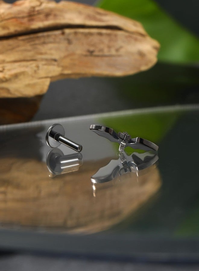 COCHARM أقراط كوتشارم G23 من التيتانيوم الصلب 16 قياس بتصميم خفاش أسود للنساء، مجوهرات ثقب الحلزون من الفولاذ الجراحي، مضادة للحساسية - Image 5