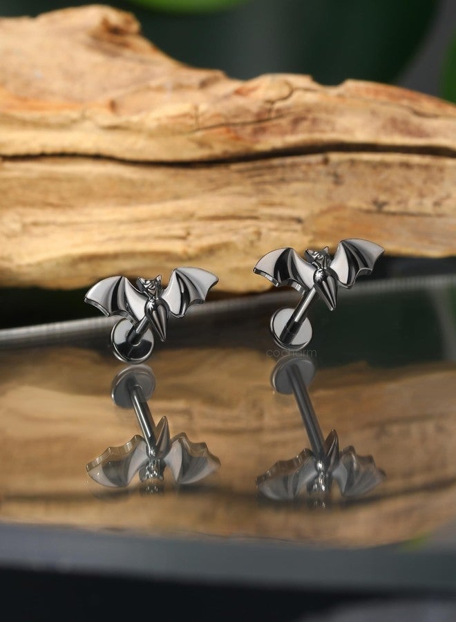 COCHARM أقراط كوتشارم G23 من التيتانيوم الصلب 16 قياس بتصميم خفاش أسود للنساء، مجوهرات ثقب الحلزون من الفولاذ الجراحي، مضادة للحساسية - Image 4