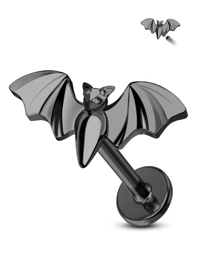 COCHARM أقراط كوتشارم G23 من التيتانيوم الصلب 16 قياس بتصميم خفاش أسود للنساء، مجوهرات ثقب الحلزون من الفولاذ الجراحي، مضادة للحساسية - Image 1