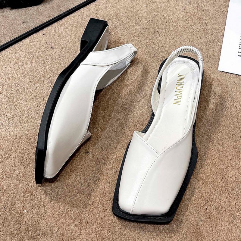 Flat Mules: Off-White Size 37 Elegant Fairy-Inspired Design - Square-Toe Silhouette Open-Toe Breathable Footwear for Casual Semi-Formal Summer Wear - Image 3