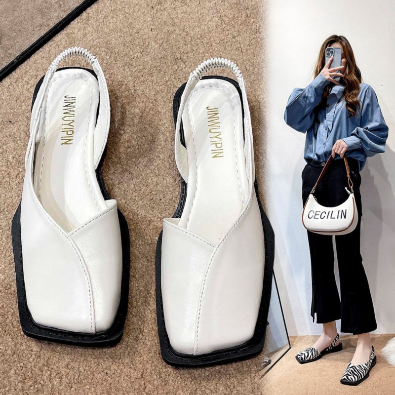 Flat Mules: Off-White Size 37 Elegant Fairy-Inspired Design - Square-Toe Silhouette Open-Toe Breathable Footwear for Casual Semi-Formal Summer Wear - Image 4